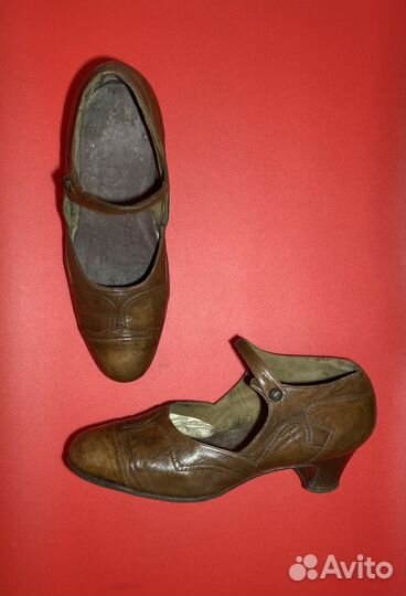 Довоенный старинные кожанные туфли 1920-е годы