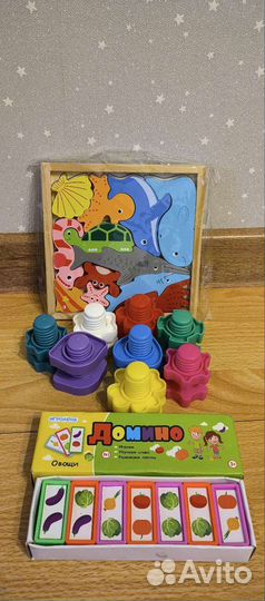 Деревянный пазл,домино,болты и гайки