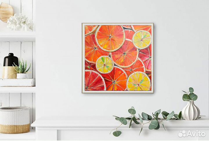 Картина апельсины маслом лимоны фрукты цитрусовые