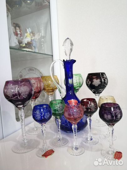 Фужеры цветной хрусталь. De Lorrain. Франция