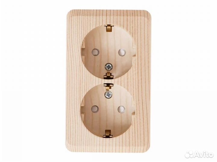 Розетка 2-я с з/к со шторками наружная Etude сосна