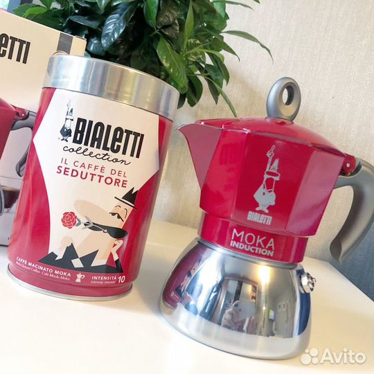 Гейзерная кофеварка Bialetti induction red