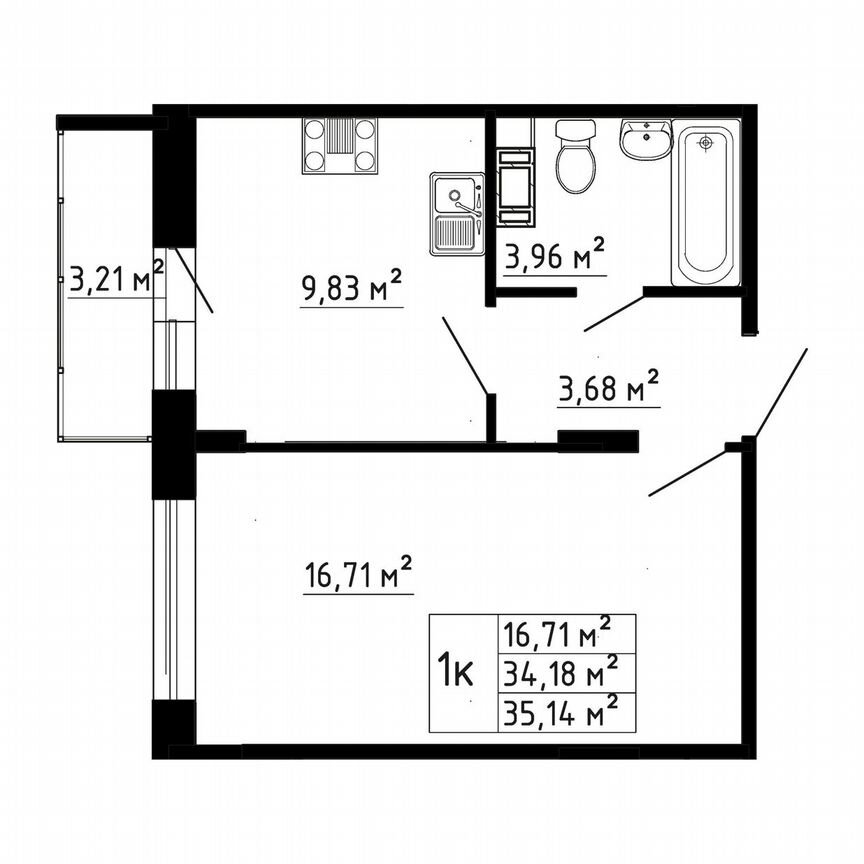 1-к. квартира, 34,2 м², 4/8 эт.