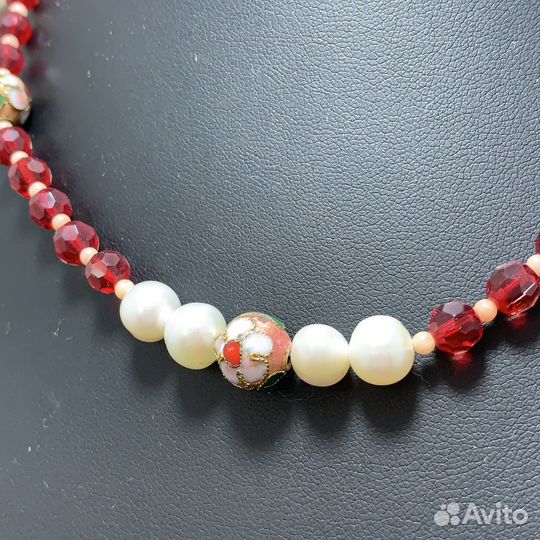 Винтажные Бусы Женское Ожерелье Клуазоне Жемчуг