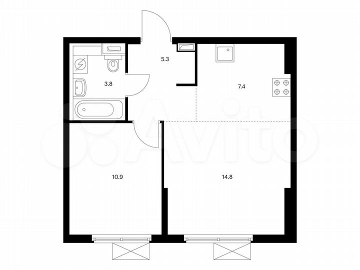 2-к. квартира, 42,2 м², 13/15 эт.
