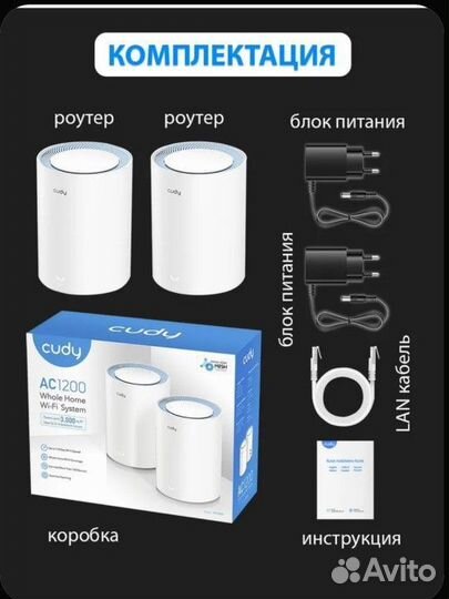 Роутер wi-fi Mesh-система cudy M1200(2-Pack)