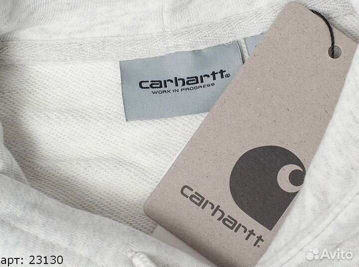 Худи Carhartt lil white logo серый