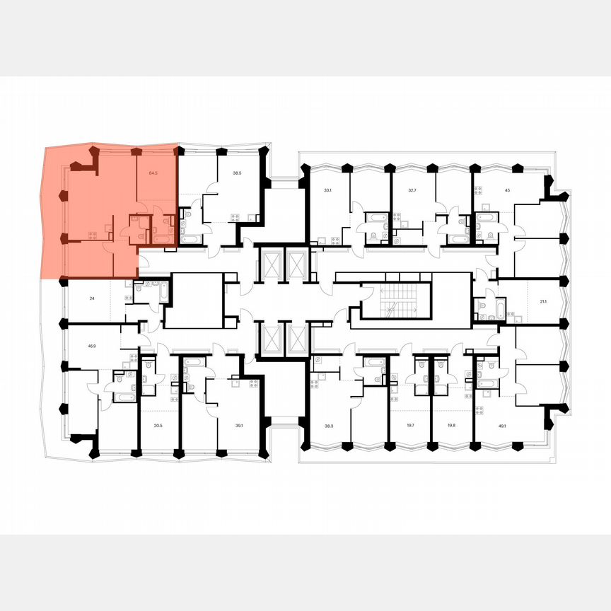 2-к. квартира, 64,5 м², 22/31 эт.