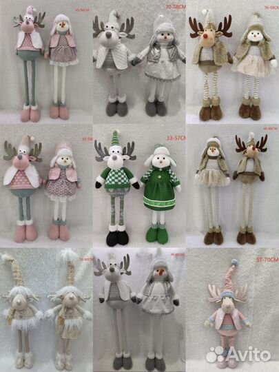 Новогодние игрушки, гномы, лоси, снеговики