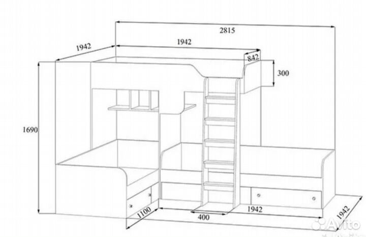 Кровать Трио Дуб Молочный/Сонома