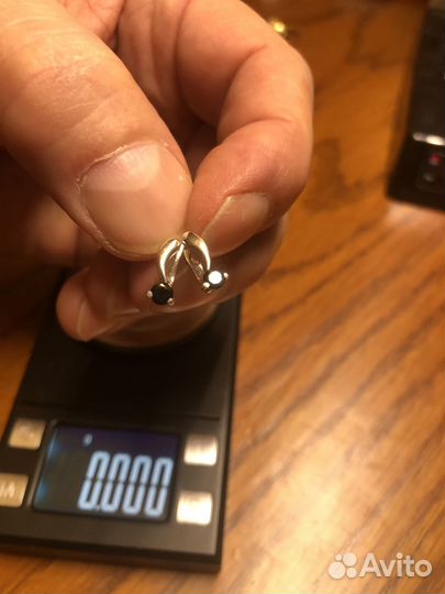 Серьги белое золото с сапфирами