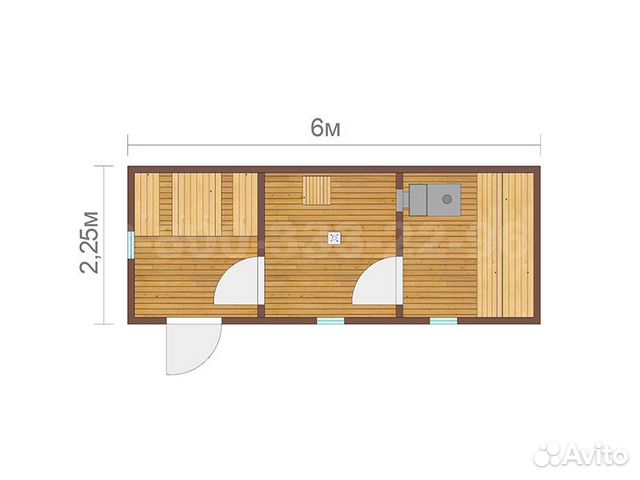 Готовая баня 6,0 на 2,25 метров