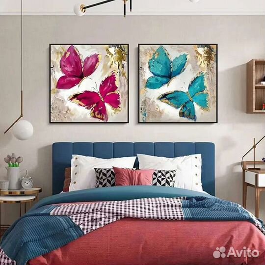 Модные интерьерные картины на холсте. Бабочки