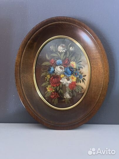 Старинные миниатюры цветы масло Италия