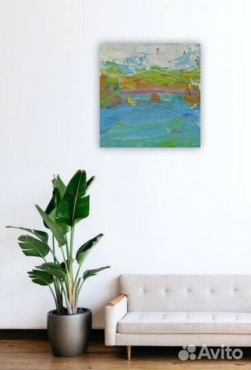 Картина маслом Пейзаж-миниатюра Картон 10х10х0.2см