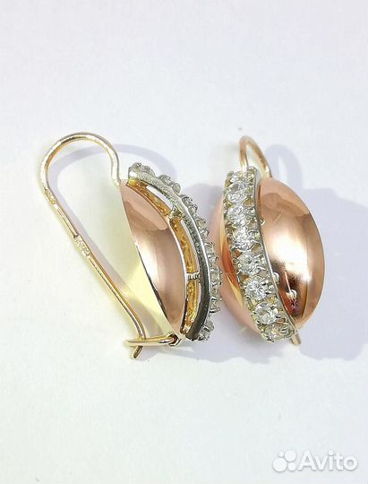 Золотые золотые серьги крупные из красного золота