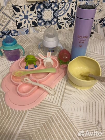 Посуда и бутылочки пакетом