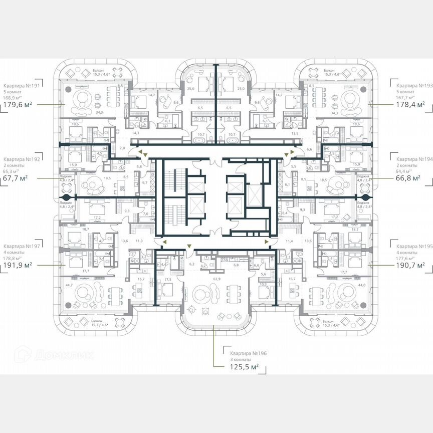 1-к. квартира, 64,4 м², 19/19 эт.