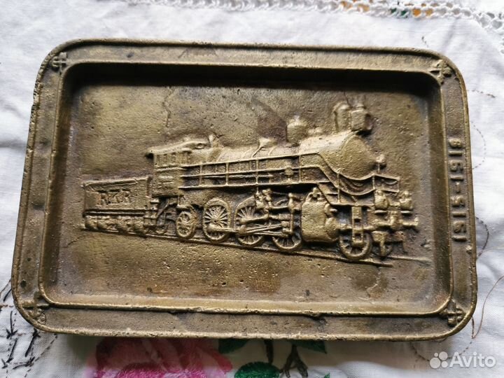 Пепельница визитница Паравоз бронза СССР