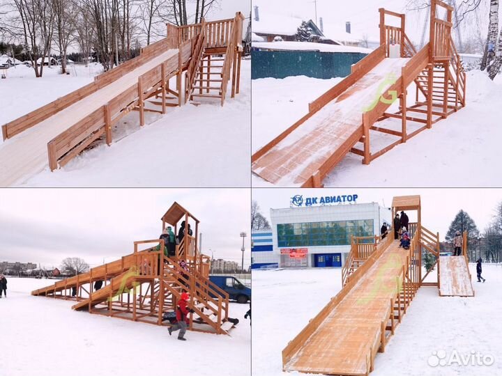 Зимние деревянные горки