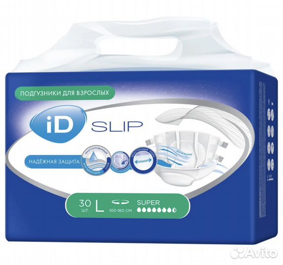 Дышащие подгузники для взрослых iD Slip Super, L