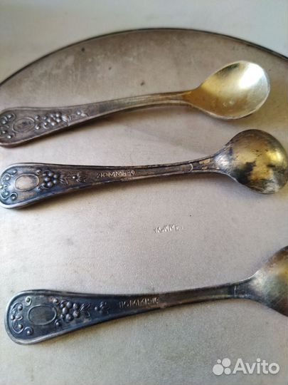 Набор для специй/ икорницы Мельхиор 3 богатыря