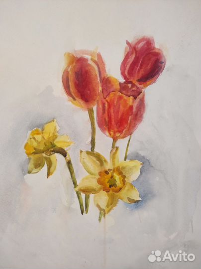 Акварель Весенние цветы