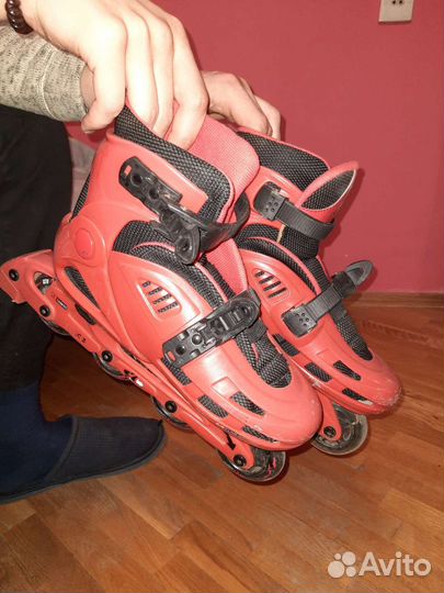 Ролики детские раздвижные 34-37 размер красные