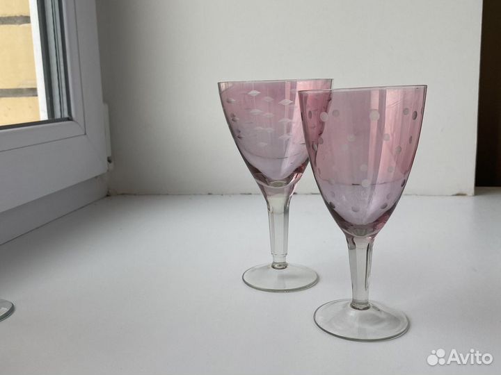 Фужеры марганцевое стекло Винтаж СССР