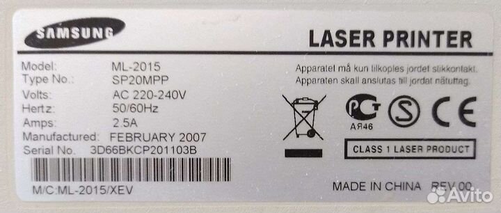 Лазерный принтер Samsung ML-2015