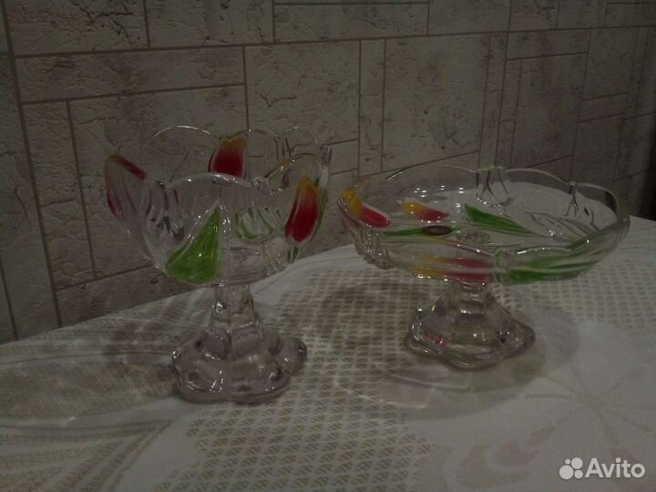 Вазы для фруктов на ножке стекло, цена за 1 шт