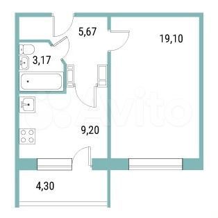1-к. квартира, 37,1 м², 6/10 эт.