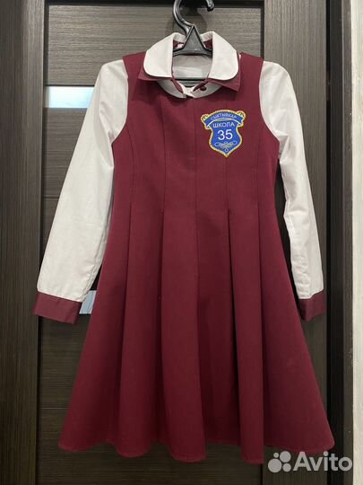 Школьный комплект для девочек (сарафан+рубашка)