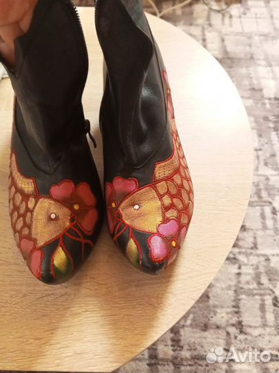 Полусапожки короткие кожаные оригинальные 24,5