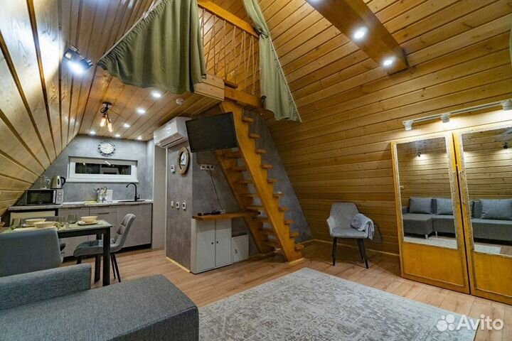 Проект дома глэмпинг A-Frame (42 м2)