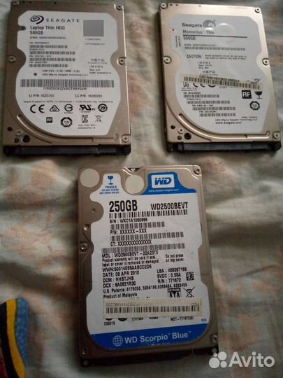 Жесткие диски 500 GB, 250 GB 2.5