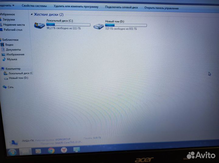 Ноутбук travelmate 5744 InteI-i3/8GB/SSD120/HDD1TB