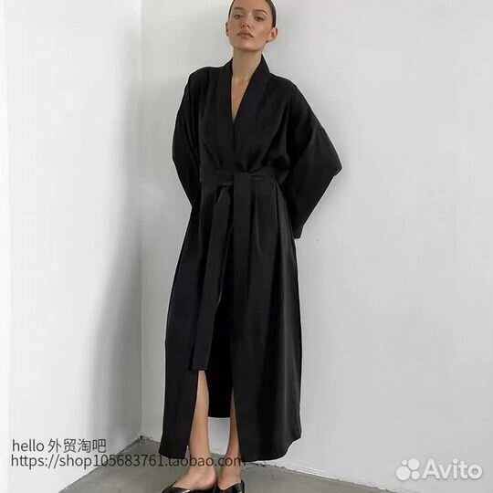 Хлопковый халат с разрезами по бокам