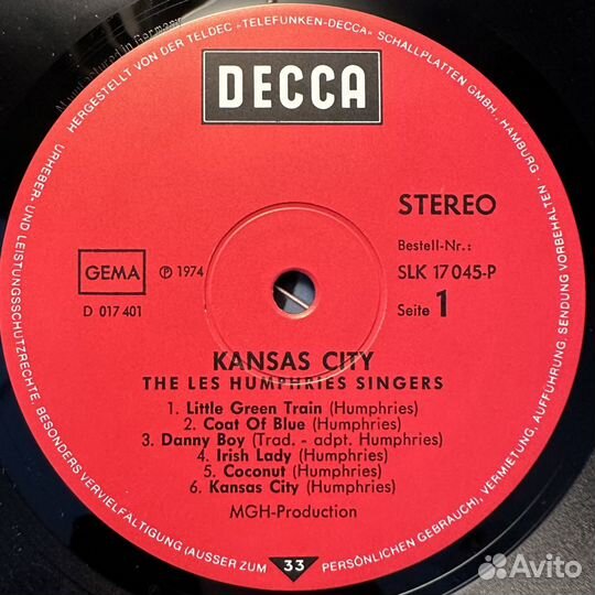 The Les Humphries Singers – Kansas City (1974г.)