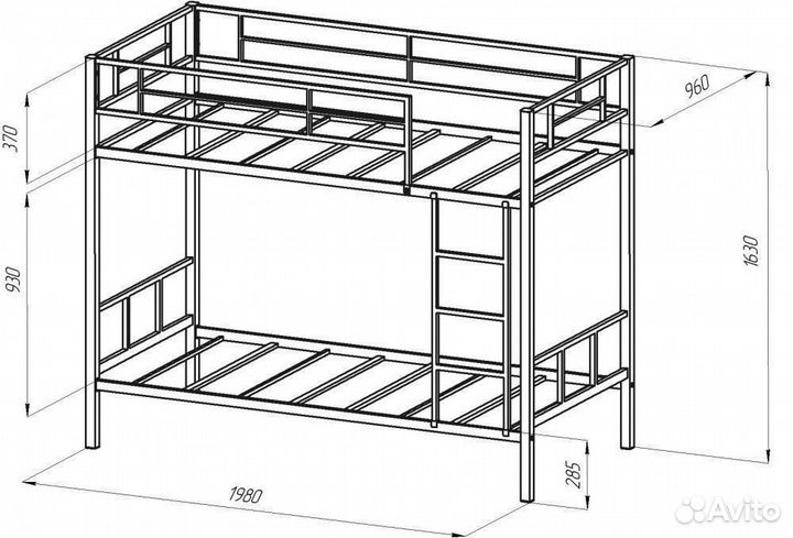 Двухъярусная металлическая кровать Севилья-2