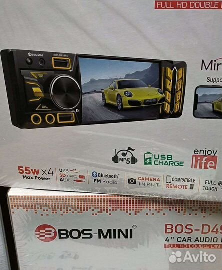 Магнитола 1Din с экраном под видеоклипы Bluetooth