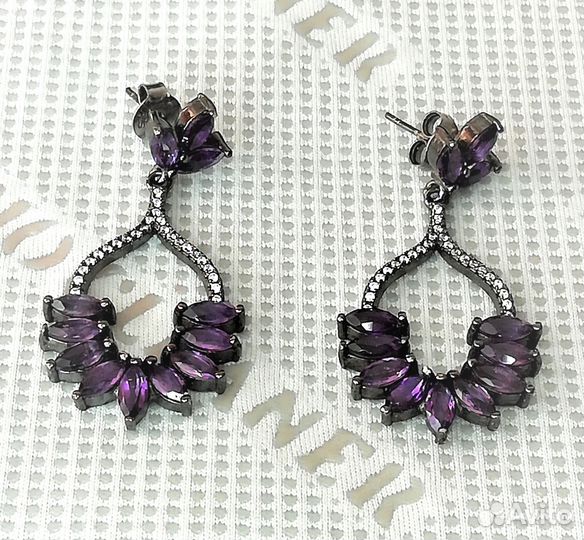 Серьги серебро аметист С127