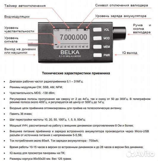 Радиоприемники Belka 99Khz- 31Mhz