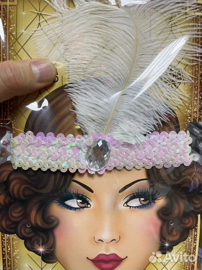 Повязка в стиле чикаго с белым пером