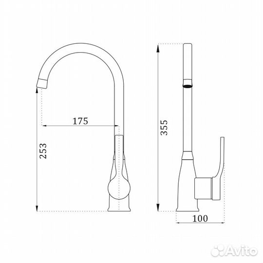 Смеситель для кухни belz B70612, хром