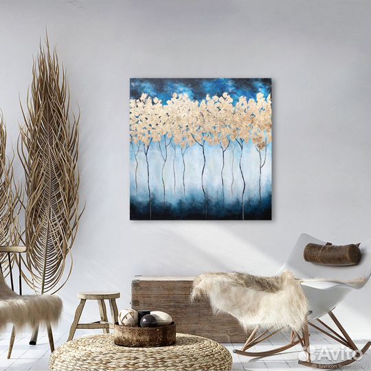 Картина интерьерная с золотом ручной работы