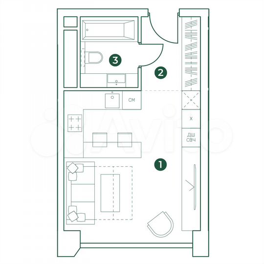 Квартира-студия, 29,6 м², 29/31 эт.