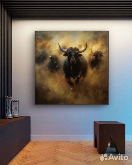 Картина маслом бык Современное искусство