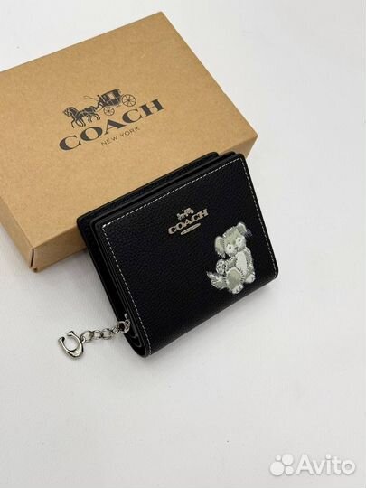 Кошелёк маленький Coach кожа и канва