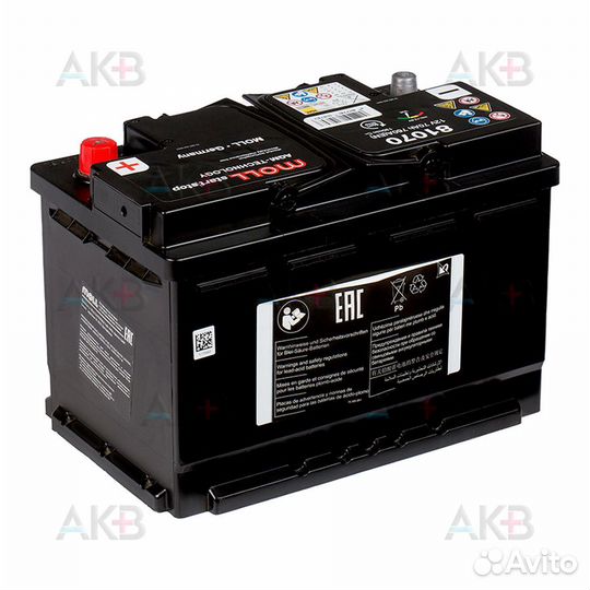 Аккумулятор автомобильный Moll AGM 70R Start-Stop